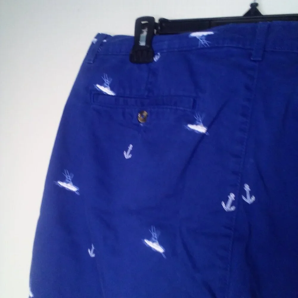 Saddlebred Shorts Men 38 Casual Chino Boat Anchor Nautical Blue White - Picture 12 of 14